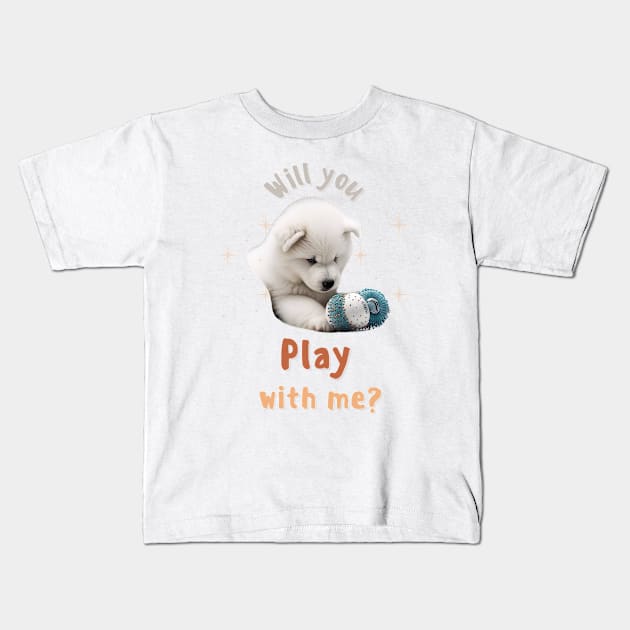 Samoyed, Play with me, the most adorable puppy dog Kids T-Shirt by HSH-Designing